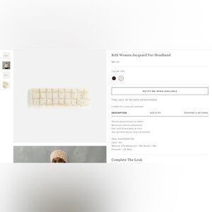 NWT Kith Women’s Jacquard Fur Headband